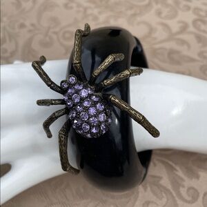 Betsey Johnson Dark Forrest Rhinestone Spider Cuff Bracelet Rare